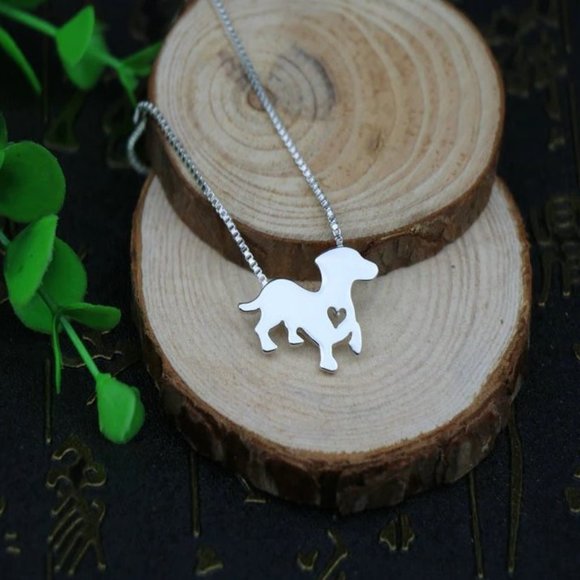 Silver Prancing Puppy Necklace - Picture 3 of 3